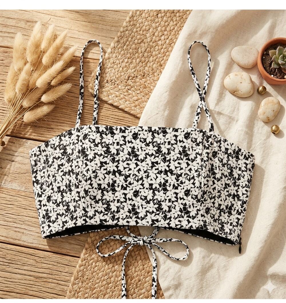 Sofia Richie x Bar III Satin Bralette - Size M - NWT Floral Print